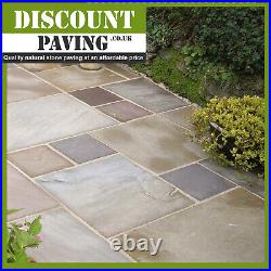 Autumn Brown 18.90m2 Calibrated Mixed sizes Patio Indian Sandstone Paving Slabs