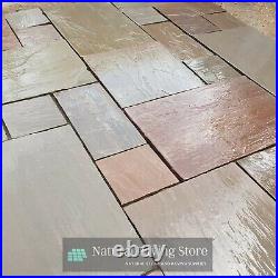 Autumn Brown Indian Sandstone Natural paving patio slabs Mixed Size 22mm