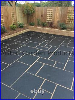 Black Limestone Paving Slabs Mixed Sizes 20mm Collected Outdoor Patio Stones