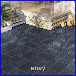 Black Natural Indian Limestone 300x300 garden Paving patio slabs 22mm Calibrated