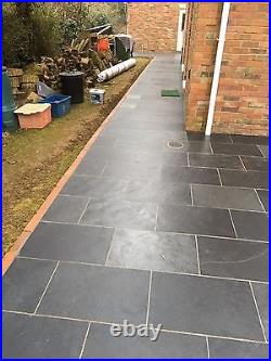 Black Slate Paving Patio Slabs Garden 5m2 600x300mm 20mm Thick FREE DELIVERY