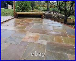 Buff Natural Indian Sandstone Hand cut Mix Size Riven Outdoor Paving Slab 22mm