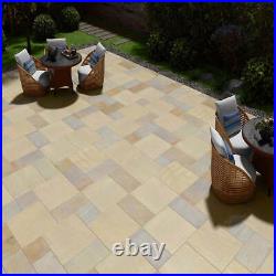 Fossil Mint Natural Indian Sandstone paving Patio Slabs 300x300mm 15.12sqm