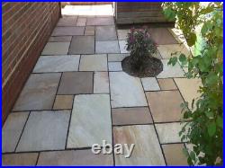 Fossil Mint Natural Mix Size Indian Sandstone Patio Garden Paving Slabs 22mm Cal