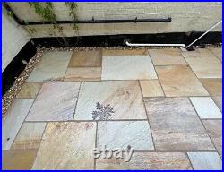 Fossil Mint Natural Mix Size Indian Sandstone Patio Garden Paving Slabs 22mm Cal