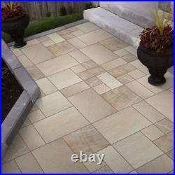 Fossil Mint Riven Sandstone Mixed Patio Paving Slabs