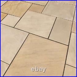 Fossil Mint Sawn Honed Mixed Size Patio Pack 20mm Sandstone Garden Paving Slabs