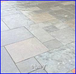 Grey Limestone Honed and Brushed Patio Paving slabs Mixed size Sawn 17sqm