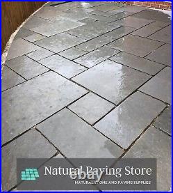 Grey Limestone Paving Natural Indian stone patio pack Mixed size slabs 22mm