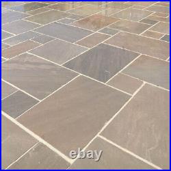 Indian Sandstone Autumn Brown Paving Patio Garden Slabs Flag 22mm Calibrated