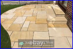 Ivory Mint sandstone Sawn Honed Natural Indian Paving Patio slabs Mixed Pack