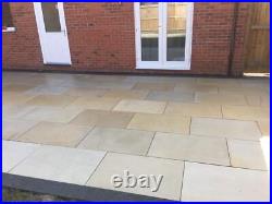 Ivory Mint sandstone Sawn Honed Natural Indian Paving Patio slabs Mixed Pack
