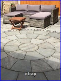 Kandla Grey Sandstone 3m Circle paving slabs flags Handcut patio