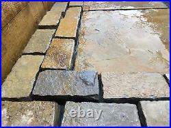 Limestone like sandstone yellow paving patio cobble setts 100x200x40/60 mm