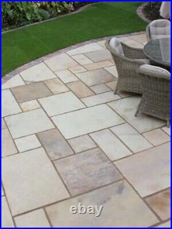 Paving Slabs Indian Sandstone Fossil Mint patio Pack Mixed Sizes 19 sqm