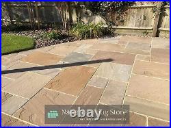 Raj Green Indian Sandstone natural paving Patio slabs Mixed sizes 22MM Cal 19SQM