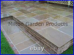 Raj Green Paving Slabs 18-25mm Mixed Sizes Brown Indian Stone Collected