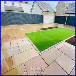 Raj Green Smooth Sandstone Sawn-Honed 4 Size Mix Patio Paving Slabs 20mm Pack