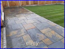 Rustic Copper Natural Slate Mixed Size Garden Patio Slabs Sawn Edges 15.25 Pack