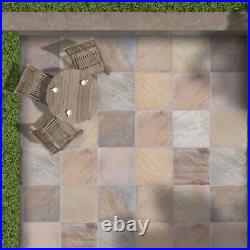 Sandstone Paving Slabs Fossil Mint Indian Riven 15.25m2 Mix size Patio pack 22mm