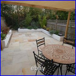 Sandstone Paving Slabs Fossil Mint Indian Riven 15.25m2 Mix size Patio pack 22mm