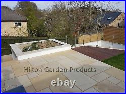 Smooth Sandstone Paving Slabs Mixed Sizes Mint Ivory 19.52m2 Pack Outdoor Patio