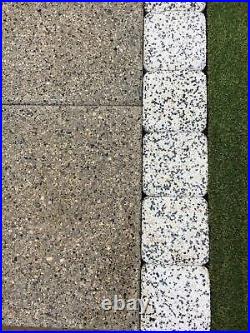 White granite slab set 120 x 120 x 4 patch edging, paving patio decor terrace