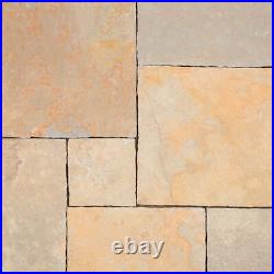 Yellow Limestone Paving Slabs Tumbled Golden 15.25m2 Calibrated Patio Pack 22mm